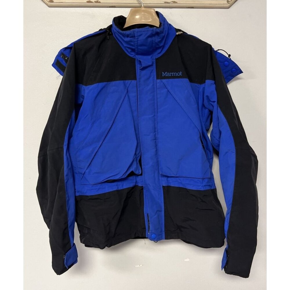Marmot Winter Coat Blue Black w/ Hood Medium